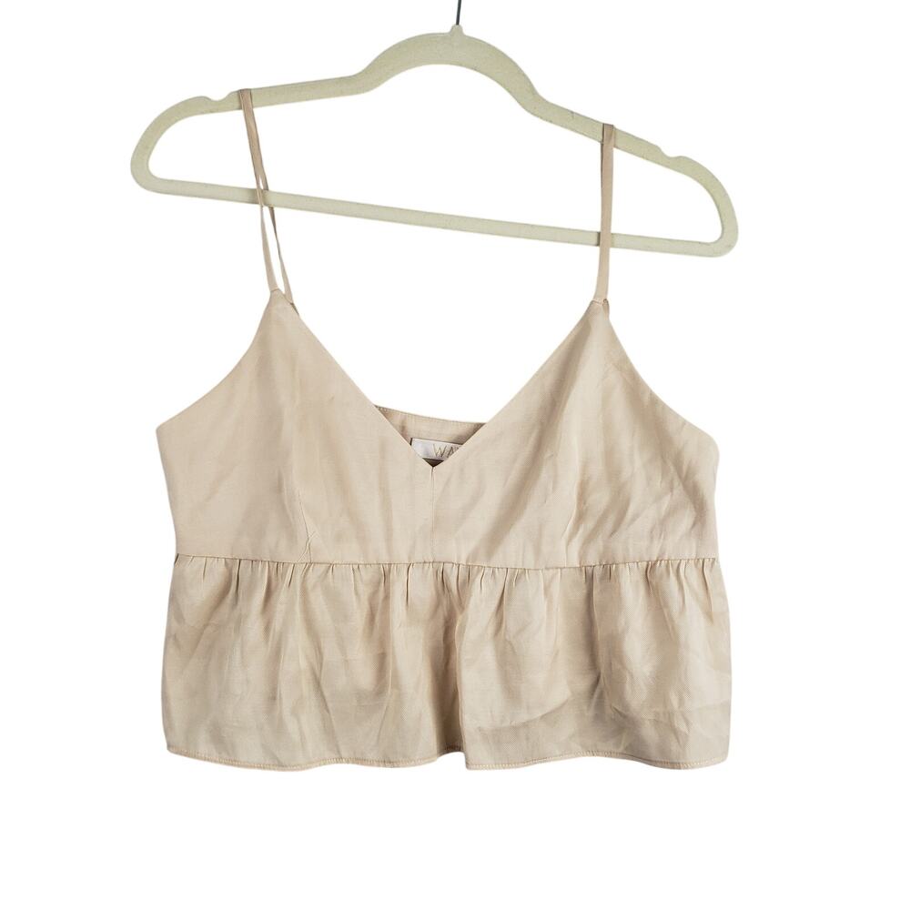 WAYF Women's Size S Babydoll Ruffled Crop Top Cream Balletcore Coquette Feminine